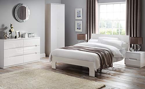 Julian Bowen Manhattan 2 Drawer Bedside, White,Height: 43, Width: 45, Depth: 35cm