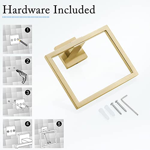 TURS Towel Rail Polish Black Towel Ring SUS 304 Stainless Steel Wall Mounted Black White Gold Chrome Polished Finish Bathroom (Brass)