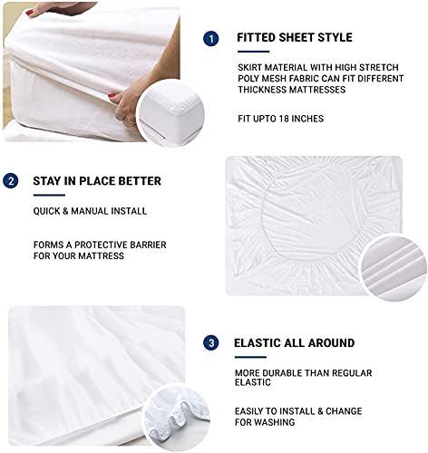 Family Bedding Terry Cotton 100 Percent Waterproof King Bed Mattress Protector, 160 cm x 200 cm