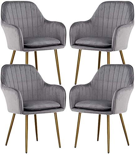 Modern Kitchen Dining Room Chairs Velvet Dining Chairs Set Of 4,Sturdy Metal Feet with Armrests and Backrest Kitchen Living Room Chairs (Color :