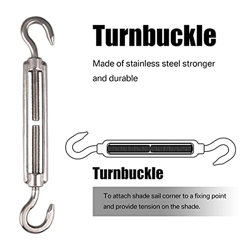 Techson Shade Sail Hardware Kit, 5 inch 304 Stainless Steel Canopy Awning Installation Set for Garden, Outdoor, Patio Triangle Sun Shade