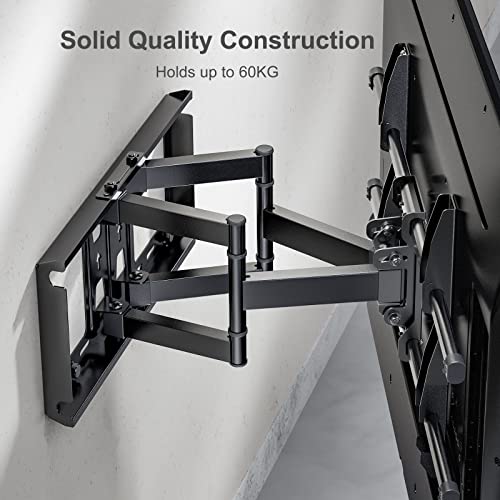 Perlegear TV Wall Bracket for 37-84 Inch Flat/Curved TVs up to 60kg, Swivel Tilt TV Bracket Max.VESA 600x400mm, Full Motion TV Wall Mount with Du