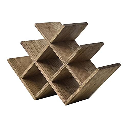 KIRIGEN 8-Bottle Countertop Wine Rack - Wine Bottle Holder for Bar Table/Wine Cabinet Free Standing - Wood 3-Tier Wine Display and Storage Shelve