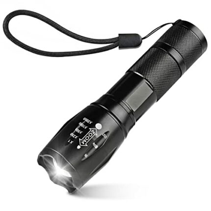 Unicozin LED Torch 1 Pack, 2000LM LED Flashlight Adjustable, 5 Modes Focus Zoomable, 3 x AAA Batteries Included, Waterproof Powerful Pocket Torch