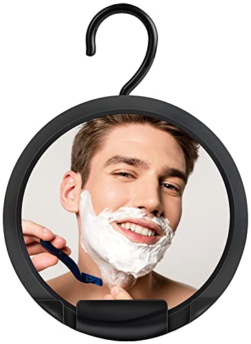 Round Hanging Fogless Shower Mirror for Shaving with Real Glass Surface and Adjustable Swivel Hook - Simply Fill Back Chamber/Reservoir with Hot
