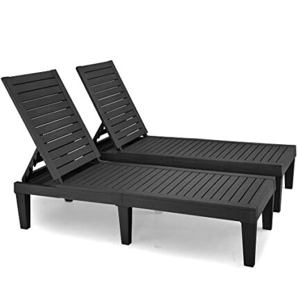 YITAHOME Resin Recliner Sun lounger, Durable Outdoor Sun Bed Chair with Adjustable Backrest, Waterproof & Weather Resistant for Garden/Patio/Beac