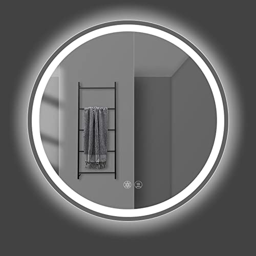 Circle Mirrors with Lights,LED Backlit for wall,Bathroom Vanity Mirror Dimmable Lights, Temperature Adjustable, 3 Colors,Smart Touch Switch,Anti-