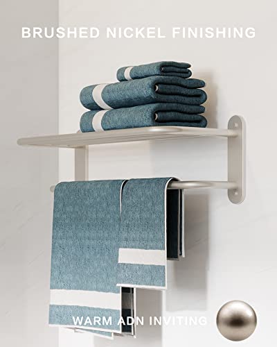 Fixsen 18 Inch Bathroom Towel Rack Towel Bar Towel Shelf Brushed Nickel Stainless Steel and Zinc Alloy Wall Mount 1pc for House Lavatory and Hote