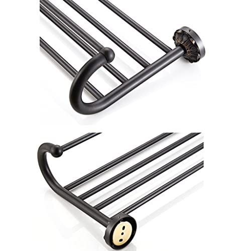 HIGOH Towel Racks,Bathroom Towel Rack Wall Mounted Towel Holder,Copper Towel Rack with Single Towel Bar Wall Mount Shelf,Towel Rail,Bronze Brushe