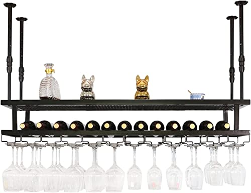 EMISOO Wine Rack Wall Mounted - Upside Down Wine Rack, Simple Style Metal Hanging Wine Glass Rack, Ceiling Decoration Rack, Suitable for Bars, Re