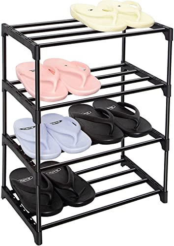 ZG.GUOXUE Upgrade 4-Tier Small Shoe Rack-Stackable Small Shoe Rack-Space-saving Multifunctional Metal Shoe Rack-Shoe Storage Rack-For Living Room