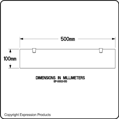 Expression Products Straight Acrylic Safety Shelf 500mm x100mm, Bathroom, Bedroom, Office, Free Trolley Token Material Sample Included per Shipme