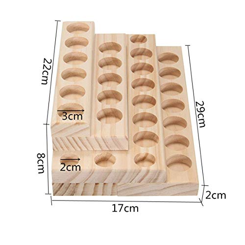 PhantomSky 30 Slots Wooden Aromatherapy Essential Oil Carrying Case, Natural Wood Essential Oil Organizer Storage Box Case Display Holds for Trav