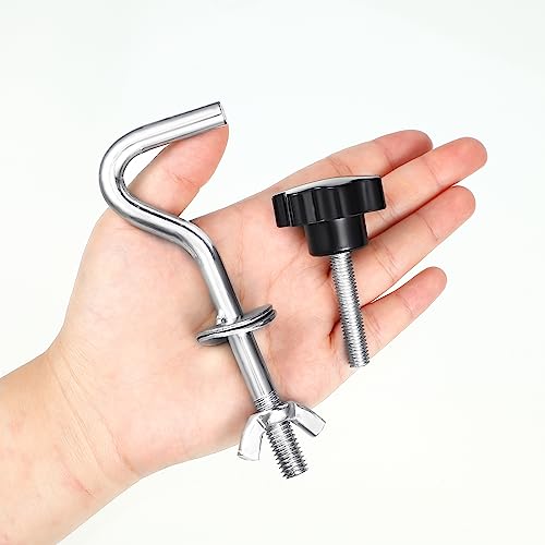 Therwen 8 Pcs Hammock Combo Hardware Kit Hammock Stand Replacement Hooks M8 x 40 mm Star Hand Knob for Home Patio Umbrella Base Garden