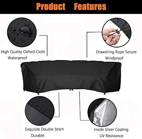 COOSOO Garden Furniture Covers Outdoor Sectional Curved Sofa Protector Covers waterproof for Half-Moon Couch Sets Sofa Furniture Cover Dustproof