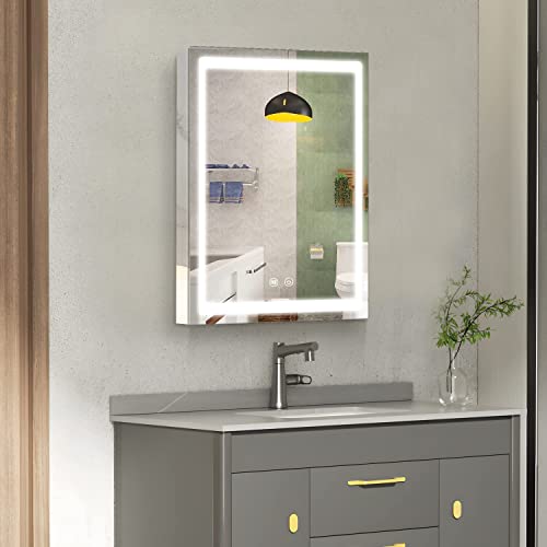 Janboe Illuminated Led Mirror Cabinet for Bathroom,Led Medicine Cabinet,Made of Stainless Steel,Wall Mounted Medicine Cabinet with Touch Swith, 3
