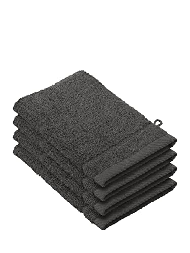 De Witte Lietaer Stephanie 194690 Set of 4 Cotton Washcloths Dark Grey 540 g/m² 15 x 22 x 1 cm