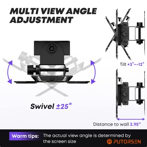 PUTORSEN 13-32 inch TV Wall Bracket, Tilt Swivel Wall TV bracket for LCD LED Screens and Monitors, TV Monitor Wall Mount with VESA 75x75mm and 10