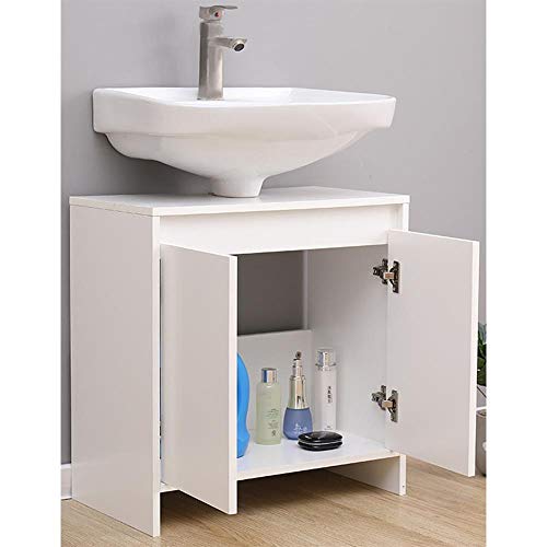 ETNIC ART Vanity Unit for Bathroom 58 (L) x33x60 Kitchen Sink Cabinet in Wood with 2 White Doors Excellent Internal Capacity