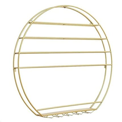 ZYZMH Wall Mounted Wine Rack Restaurant Singing Bar on Wall Iron Art Storage Cabinet Hanging Round Wine Rack (Color : D, Size : As show)