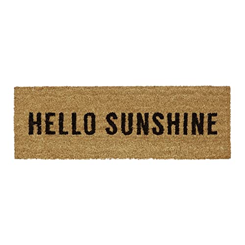 Relaxdays Narrow Coir Doormat "Hello Sunshine" Floor Mat made of PVC Rubber & Coir, Suitable for Balcony Patio Hallway, Welcome Mat for Indoors a