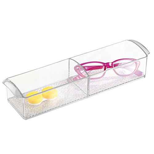 iDesign Med+ Medication and Pill Organiser Tray, Plastic Storage Box with Handles for Medicine Cabinets, Clear