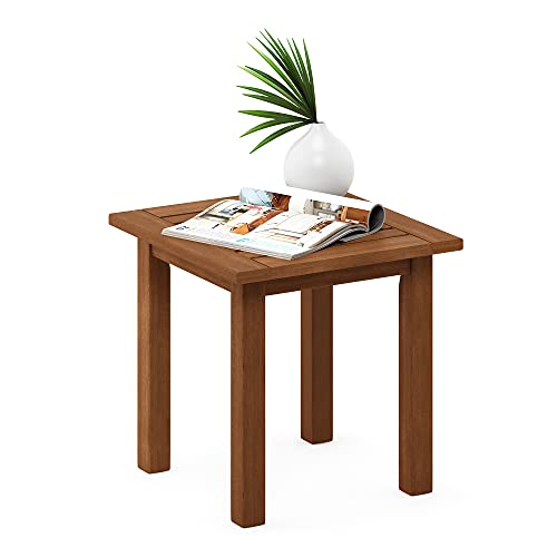 Furinno Outdoor Patio End, Side Tables, Wood, Natural, 45 (W) x 43.9 (H) x 44.45 (D) cm