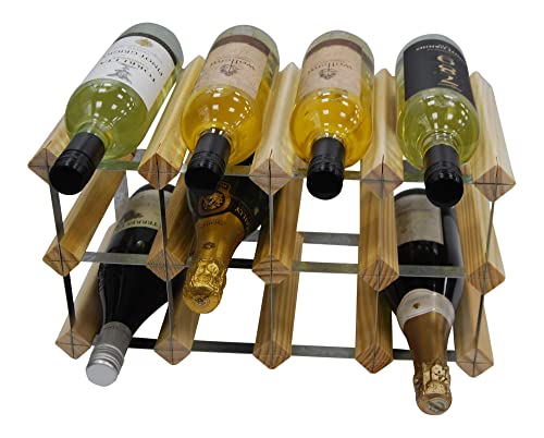 DS Wineware 12 Bottle 4X2 Traditional Wine Rack - Fully Assembled - FSC Certified Natural Pine