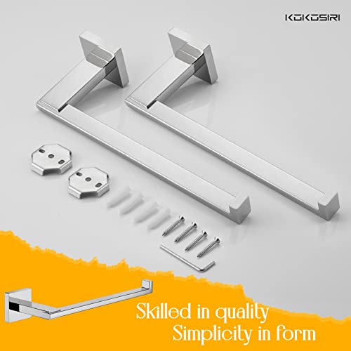 KOKOSIRI Hand Towel Bar Chrome Bathroom Hardware Towel Ring Holder Wall Mounted for Kitchen Toilet Cabinet, 2 Pack Polished Stainless Steel B3006