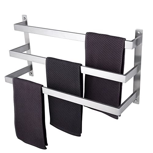 KOKOSIRI Towel Bars Bath Towel Holders Chrome Bathroom 3-Tiers Ladder Towel Rails Wall Mounted Towels Shelves Rack Polished Stainless Steel, B500