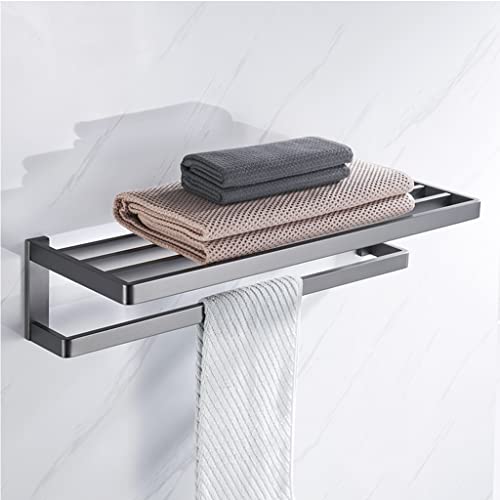 HIGOH Towel Racks,Bathroom Towel Rack Wall Mounted Towel Holder,High-End Towel Rack,Light Brushed Stainless Steel Simple Bath Towel Shelf Wall Mo