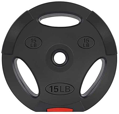 BalanceFrom Vinyl Standard 1-Inch Plate Weight Plate for Strength Training, Weightlifting and Crossfit, Pair or Set with Barbell