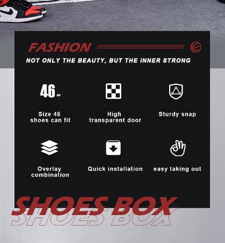 Clear Shoe/Sneaker Box PVC Stackable Plastic Shoe Case Drop Front Foldable Hard Transparent Sneaker Crates Magnetic Enclose Dust Proof 100 Percen
