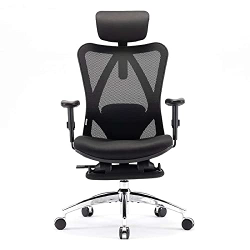 SIHOO Office Chair Ergonomic with Footrest, Breathable Mesh Design High Back Computer Chair, Adjustable Headrest and Lumbar Support (Black)