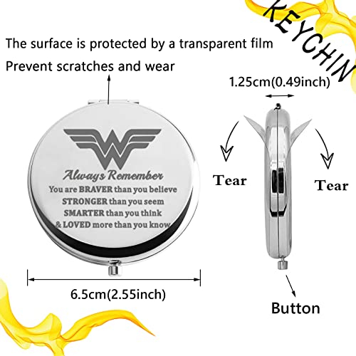 KEYCHIN Heroine Pocket Mirror Diana Fans Gift You are Braver Stronger Smarter Than You Think Heroine Compact Mirror for Women Girls (Heroine Mirr