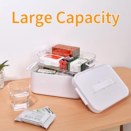 Liangduo Medical Box Storage Box, Fold 2-Layer First Aid Box,Portable Medicine Container Box With Mini 3 Compartment,Household Medicine Cabinet O