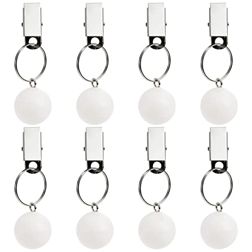 Frcctre 8 Pack Tablecloth Weights, White Marble Ball Shape Table Cover Weights Hangers with Metal Clips, Pendant Stone Tablecloth Weights for Out