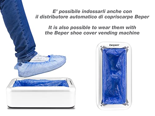 Beper C206UTI002 Waterproof Set of 100-Disposable Shoe Covers, Blue, One Size