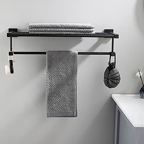 HIGOH Towel Racks,Bathroom Towel Rack Wall Mounted Towel Holder,Towel Holder Hanger,Wall Mount Free Bathroom Aluminum Shelf Folding Rack Toilet C