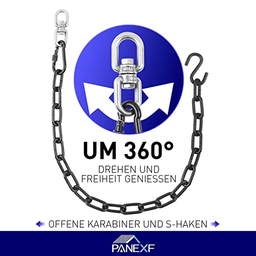 Hanging Chair Chain Hammock Chain Steel Chair Chain Duty Garden Chain Metal with Swivel Hook Carabiner Clip S Hook for Hanging Chair Outdoor Hamm