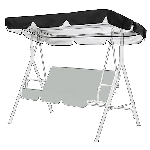 Hollywood Swing Replacement Roof 210x145cm, 600D Replacement Cover Garden Swing 3 Seater, 2 Tunnel Loops 100% Polyester for Garden Swing Roof Tar
