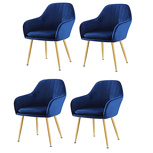dining chair Set Of 4 Soft Seat And Back Velvet Living Room Chairs Sturdy Metal Legs Kitchen Chairs Reception Chair (Color : Dark green)