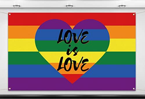 Pride Month Photo Booth Backdrop LGBTQ+ June Love is Love Rainbow Indoor Outdoor Home Wall Background Decoration