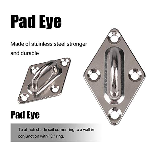 HEYOMART Heavy Duty Sun Shade Sail Fixing Kit for Garden Triangle and Square, Rectangle - 24 Pcs 304 Stainless Steel Sun Shade Sail Fixing Hardwa