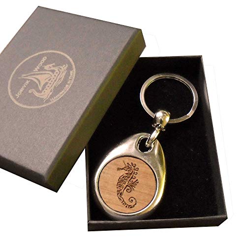 Seahorse Design Wooden Keyring with Gift Box