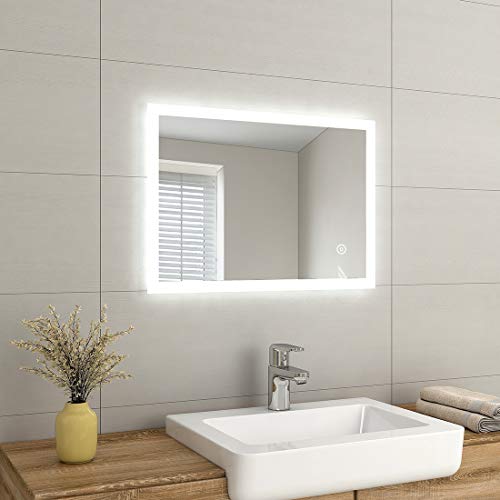 EMKE 500 x 700 mm Illuminated LED Bathroom Mirror LED Mirrors Light with Touch Control Switch + Demister