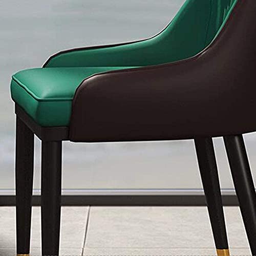 Kitchen Dining Chairs Metal Legs Leisure Sofa Chair PU Leather Seat and Backrest Office Reception Chair Easy To Assemble (Color : Green)