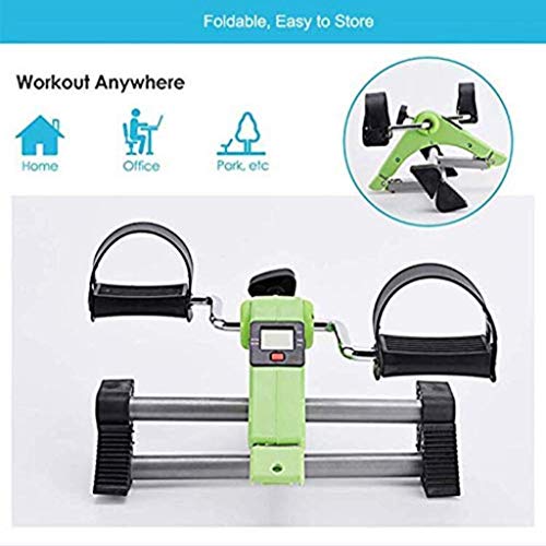 LUNEZY Folding Arm and Leg Pedal Exerciser Indoor Portable Mini Exercise Bike Gym Fitness Leg Cardio Training Resistance Adjustable with LCD Disp