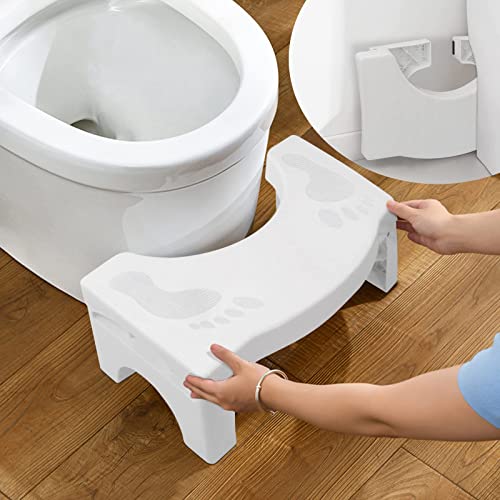 Newthinking Toilet Stool for Adults, 7 inch Plastic Non-Slip Bathroom Folding Toilet Stool for Anti Constipation Natural Comfortable Toilet Aids,