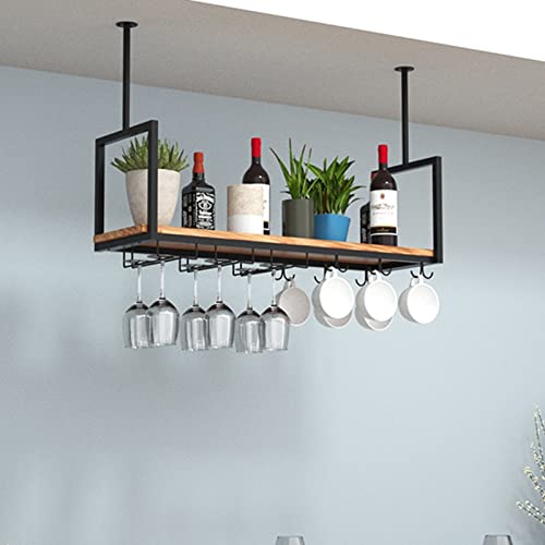 EYLINK Wall Mounted Wine Rack Ceiling Hanging Wine Rack/Plant Rack Roof Wall Hanging Rack European-Style Metal Wine Glass Rack Bar Kitchen Bedroo